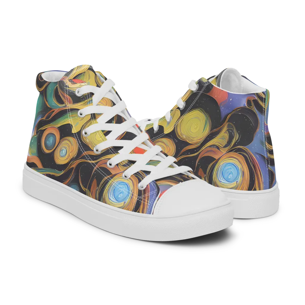 Planetary Ribbons on Women's High Top Canvas Shoes — Right