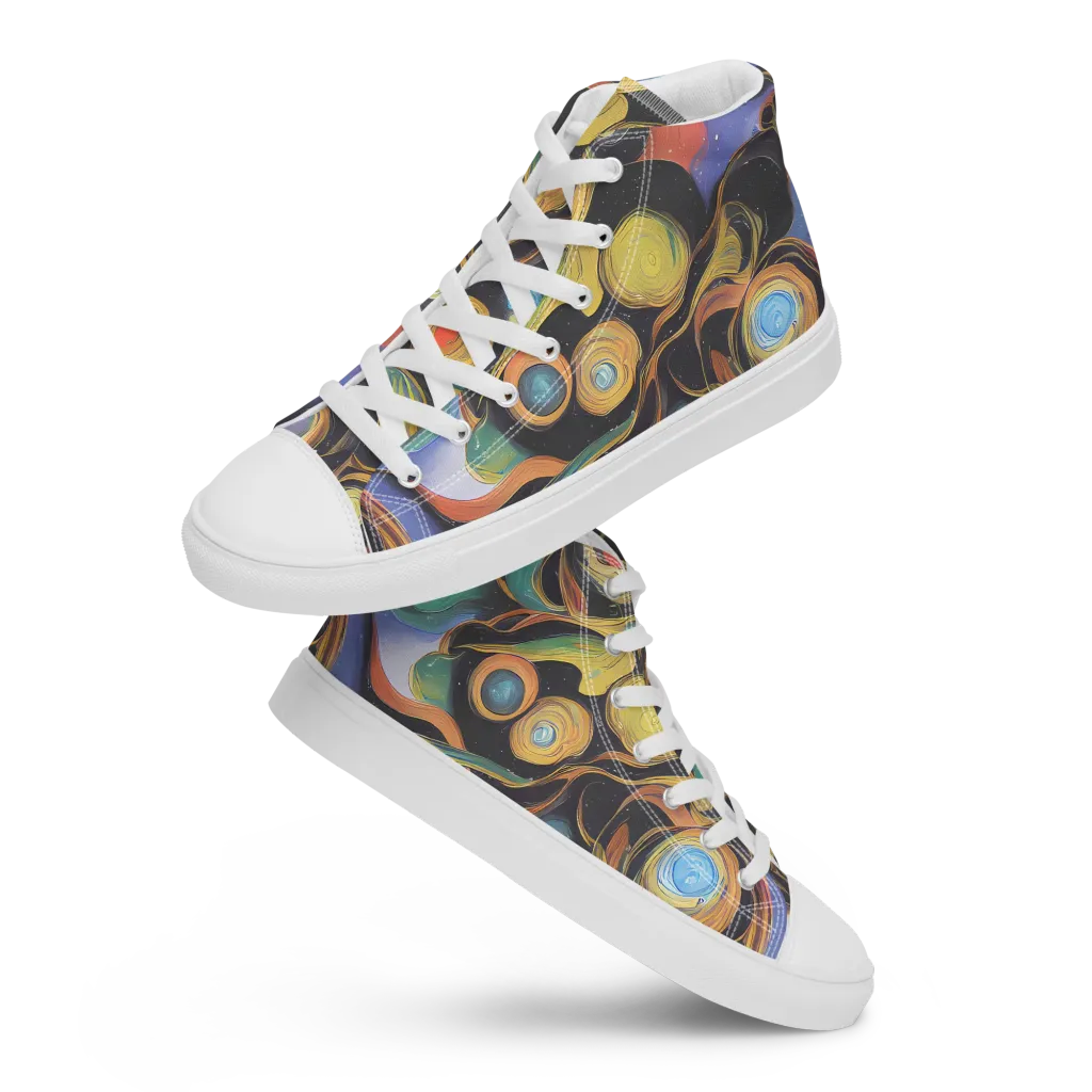 Planetary Ribbons on Women's High Top Canvas Shoes — Front