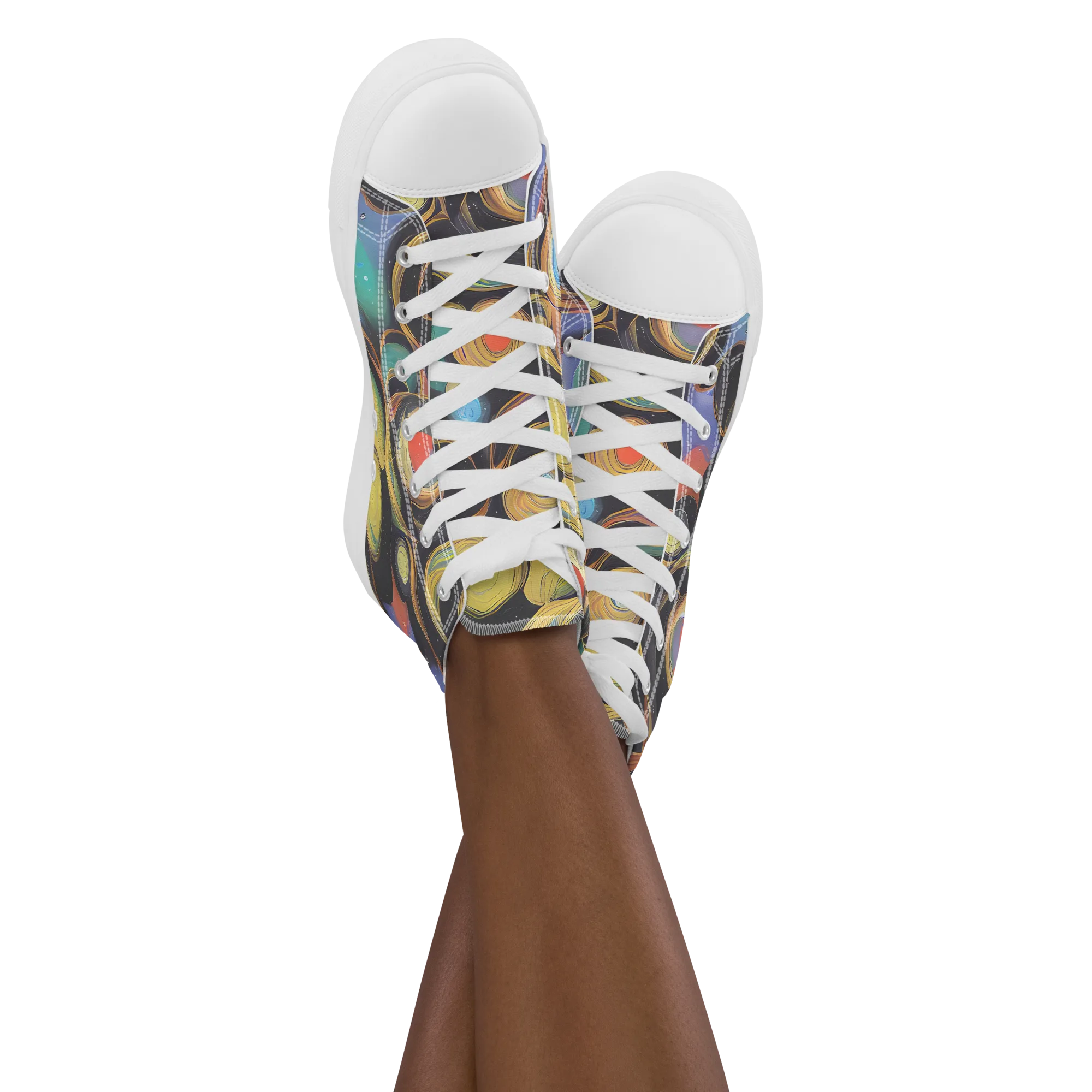 Planetary Ribbons on Women's High Top Canvas Shoes — Front