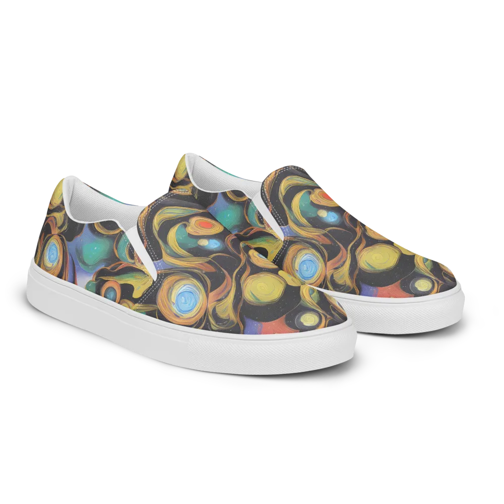 Planetary Ribbons on Men's Slip-On Canvas Shoes — Right Front