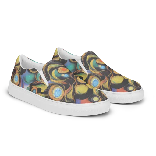 Planetary Ribbons on a Men's Slip-On Canvas Shoes