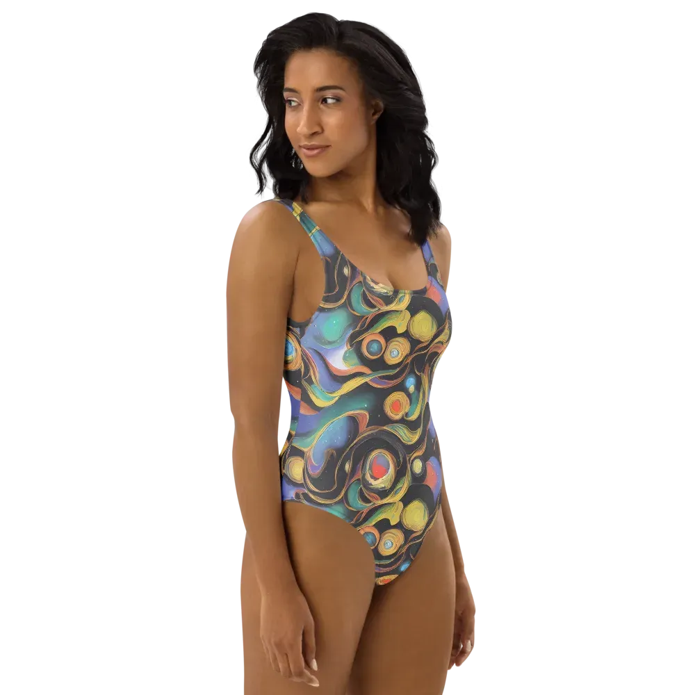 Planetary Ribbons on One-Piece Swimsuit — Right