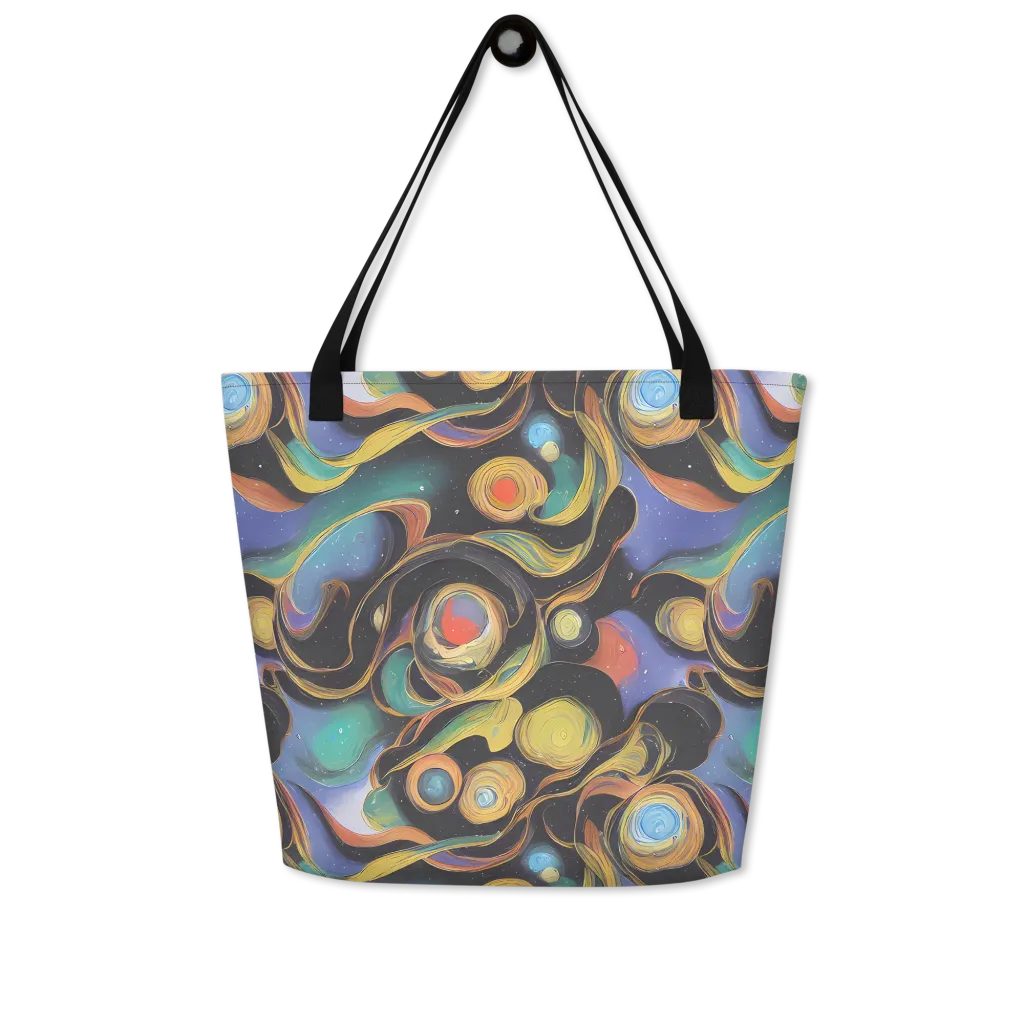 Planetary Ribbons on Large Tote Bag W/ Pocket — Front