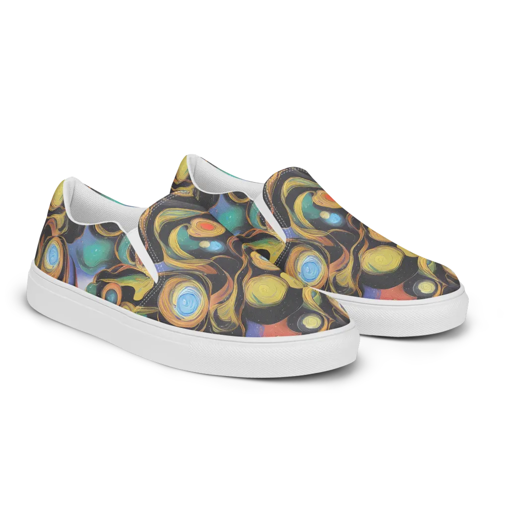 Planetary Ribbons on Women's Slip-On Canvas Shoes — Right Front