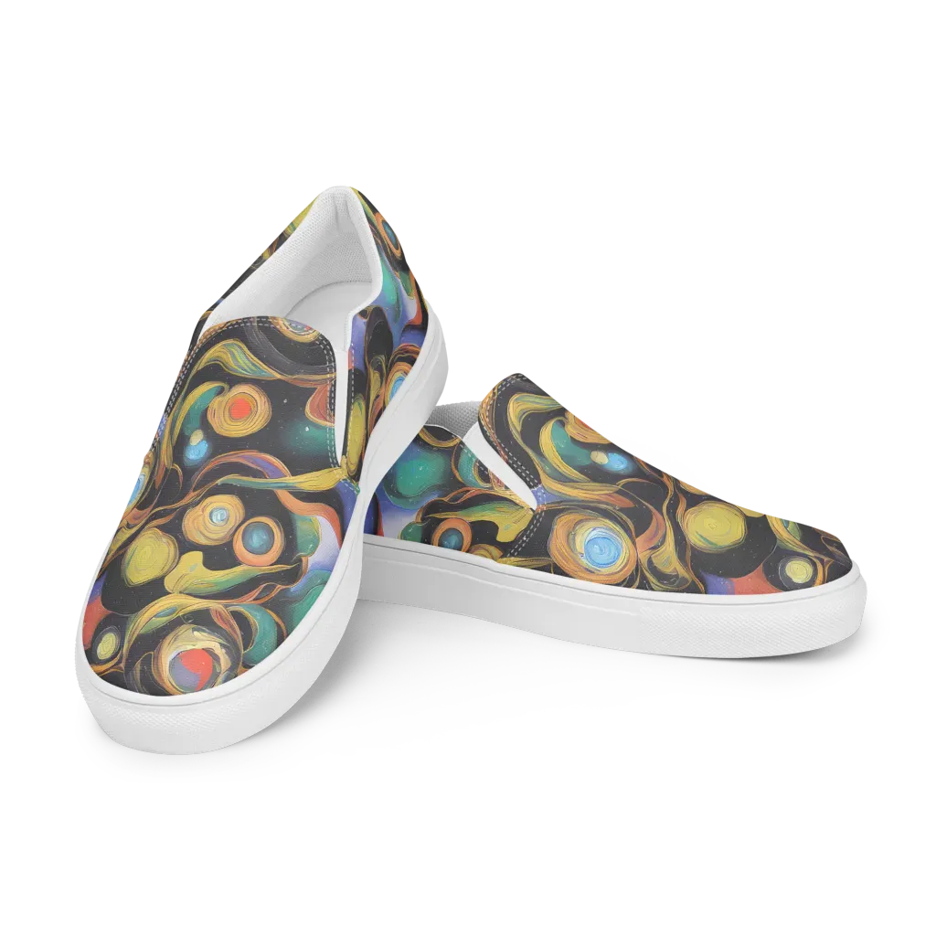 Planetary Ribbons on Women's Slip-On Canvas Shoes — Left Front