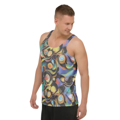 Planetary Ribbons on a Men's Tank Top