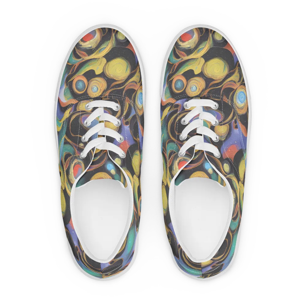 Planetary Ribbons on Men's Lace-Up Canvas Shoes — Front
