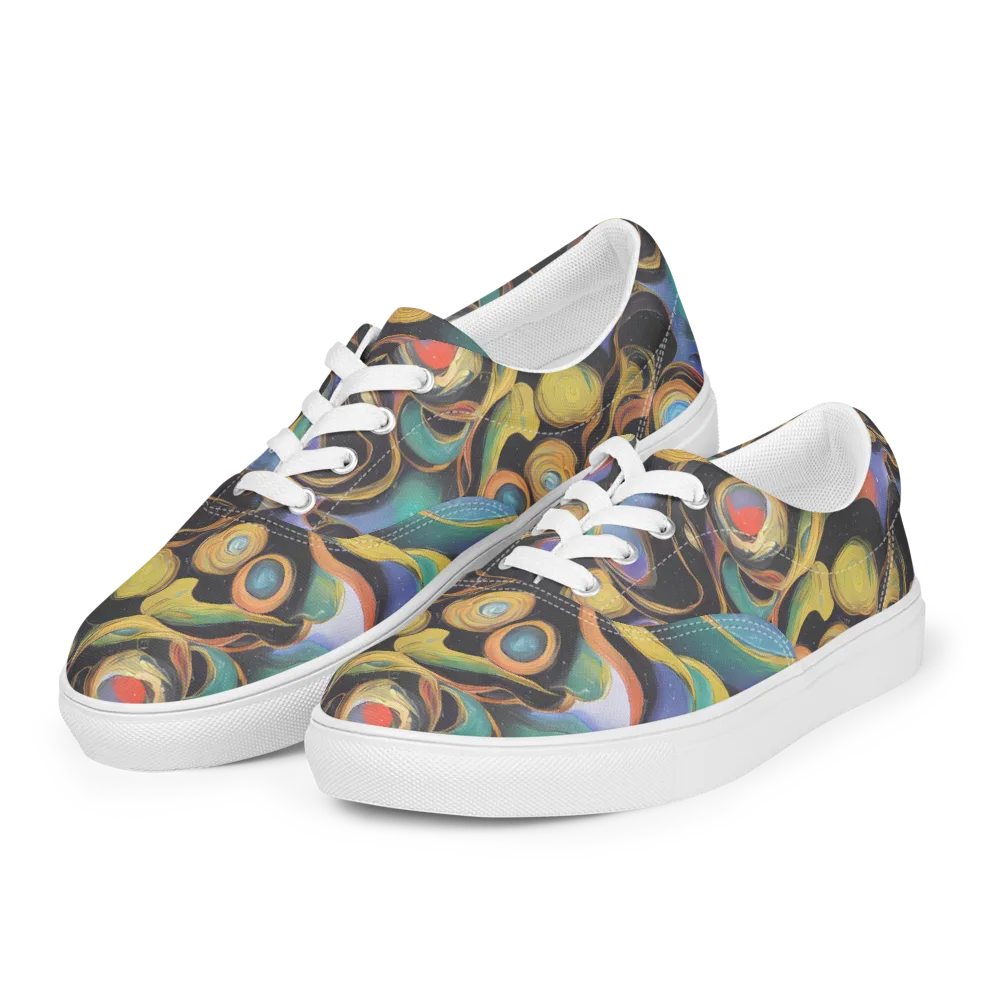 Planetary Ribbons on Men's Lace-Up Canvas Shoes — Left Front