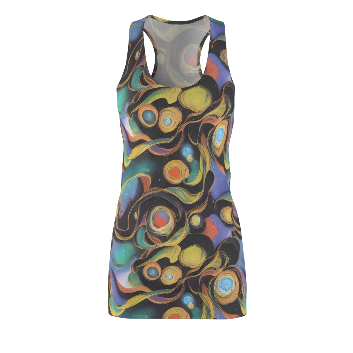 Planetary Ribbons on Racerback Dress — Front