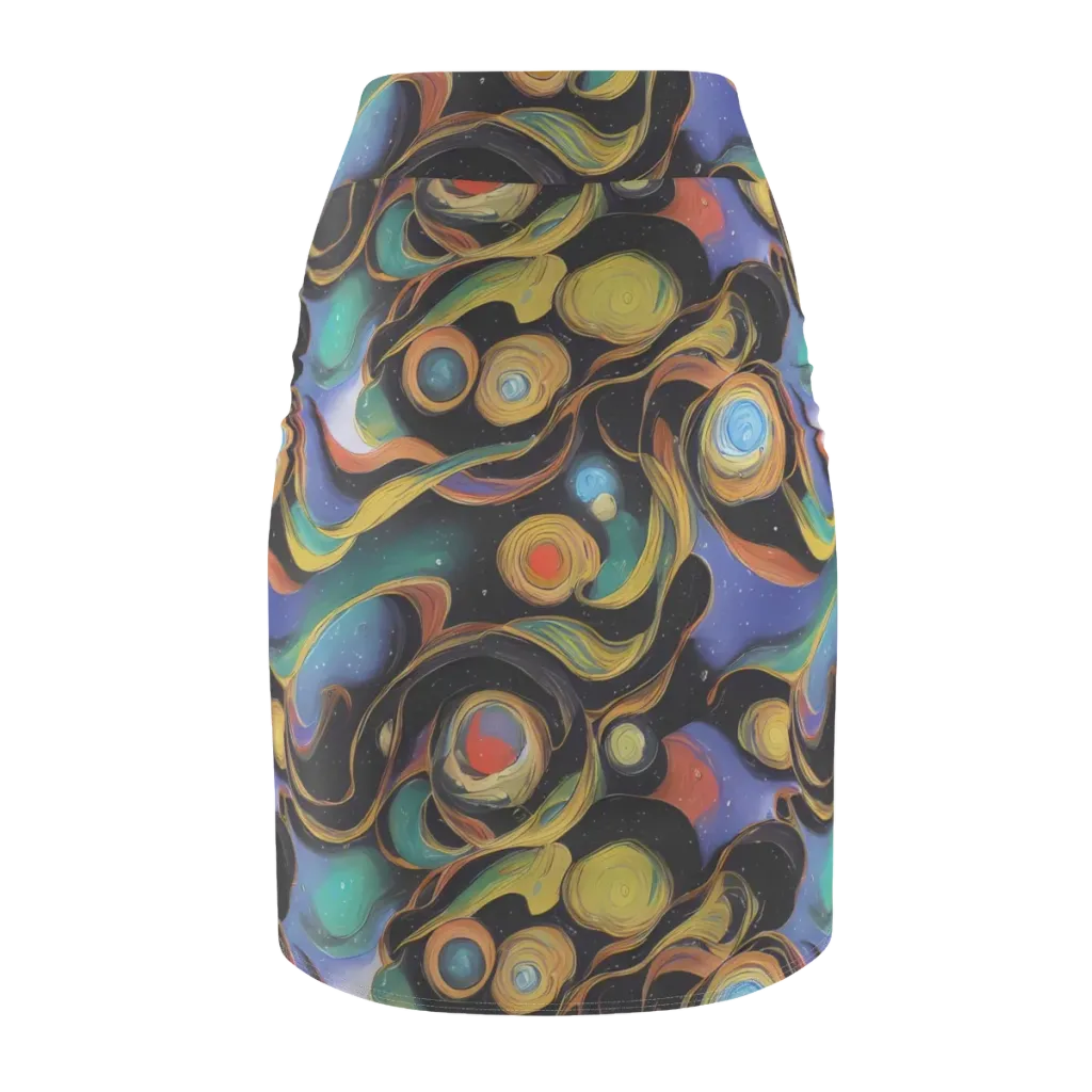 Planetary Ribbons on Pencil Skirt — Back