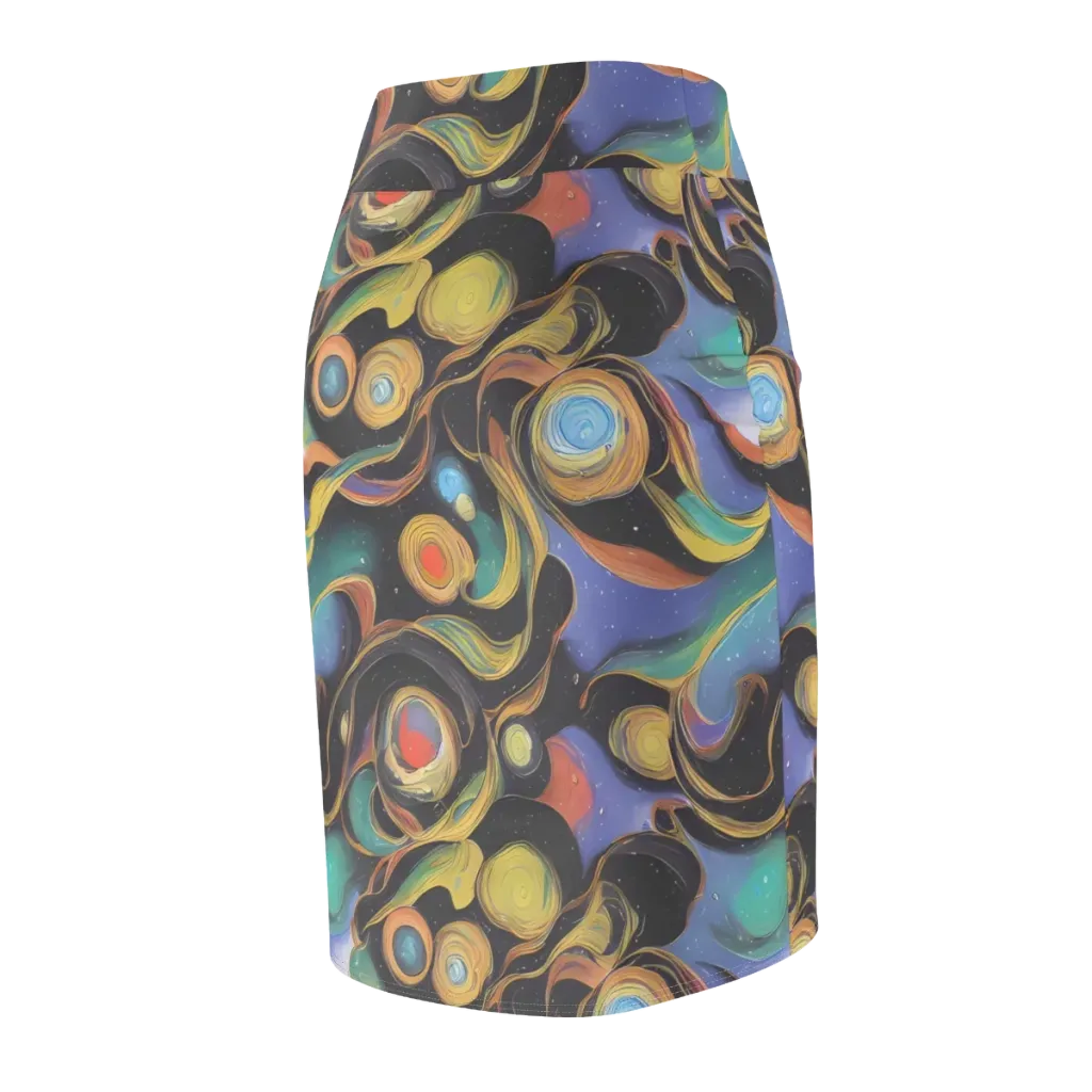 Planetary Ribbons on Pencil Skirt — Back Side