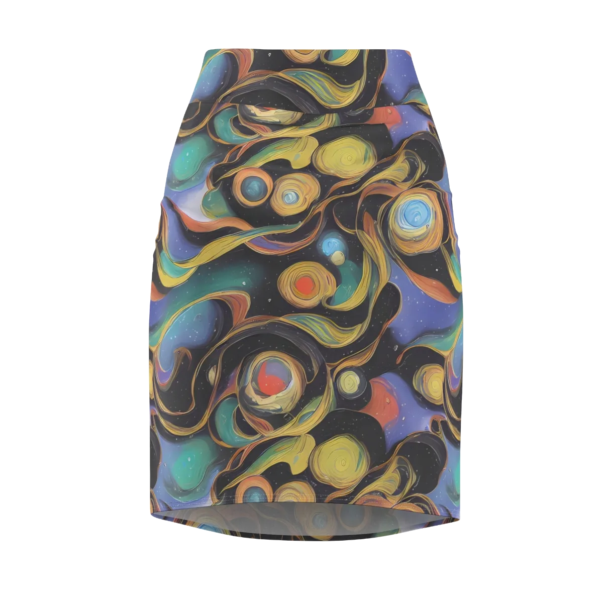 Planetary Ribbons on Pencil Skirt — Front