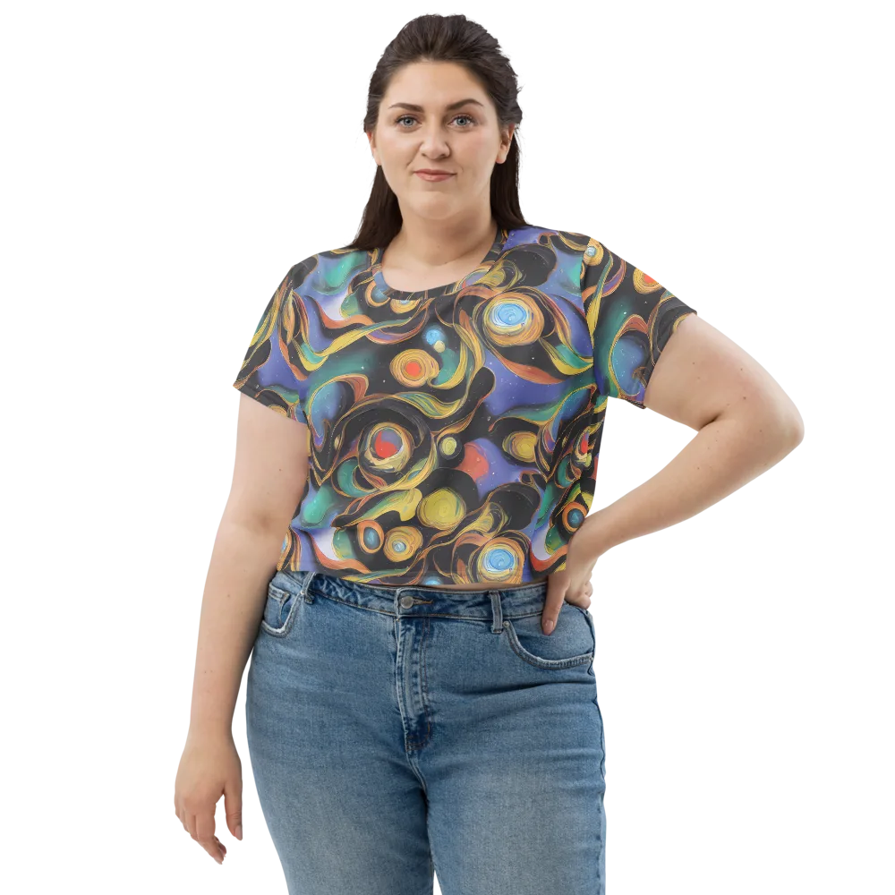 Planetary Ribbons on Crop Tee — Front