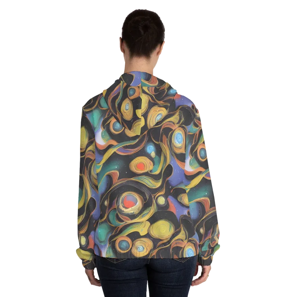 Planetary Ribbons on Women's Full-Zip Hoodie — Back On Person