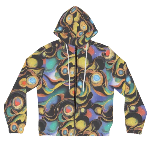 Planetary Ribbons on a Women's Full-Zip Hoodie