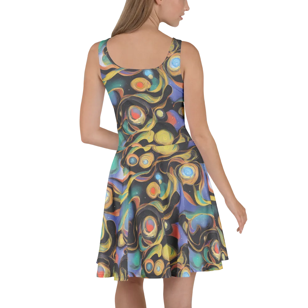 Planetary Ribbons on Skater Dress — Back