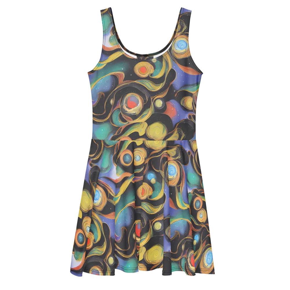 Planetary Ribbons on Skater Dress — Front