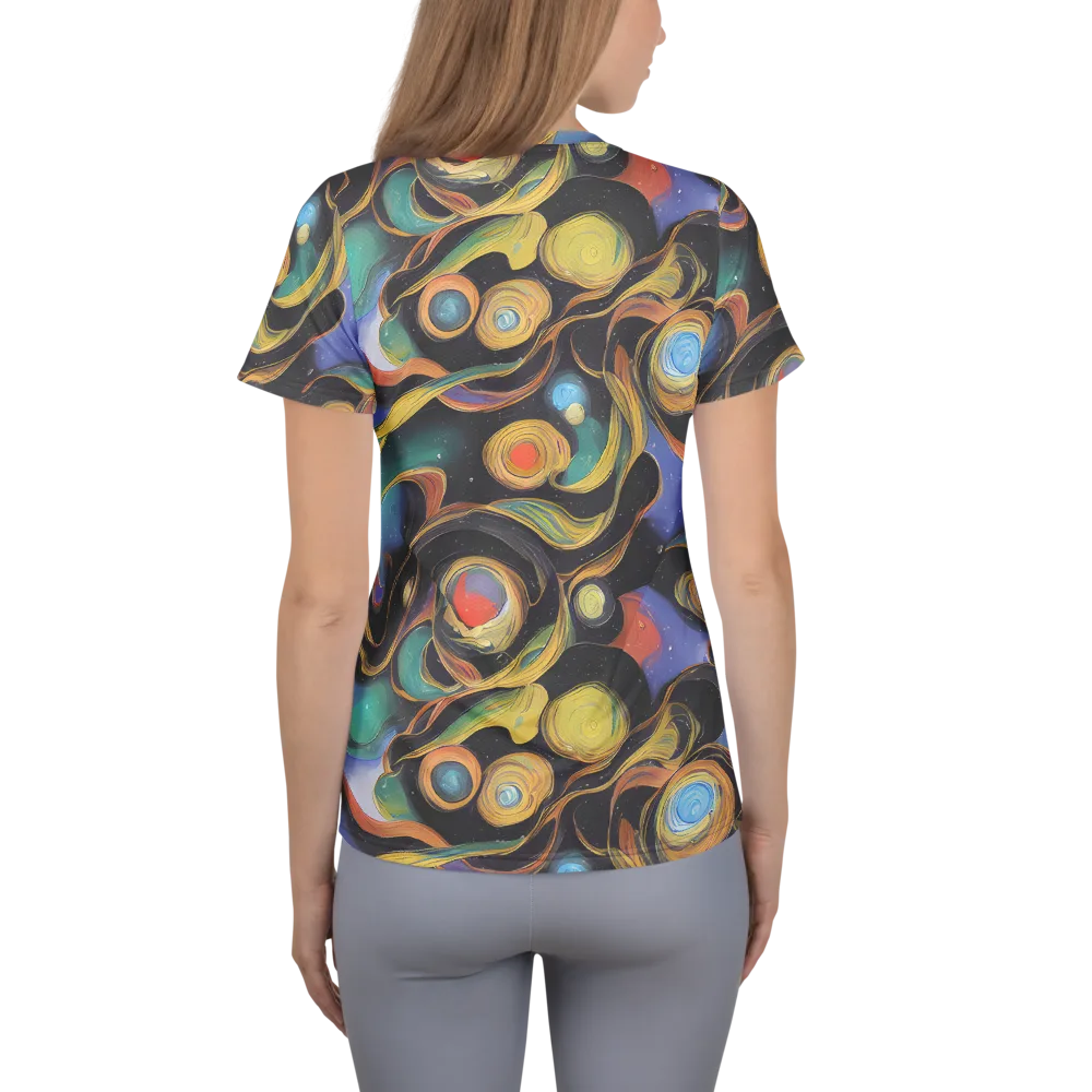 Planetary Ribbons on Women's Athletic T-Shirt — Back