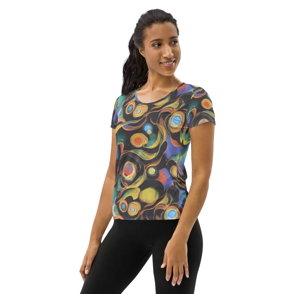 Planetary Ribbons on Women's Athletic T-Shirt — Left
