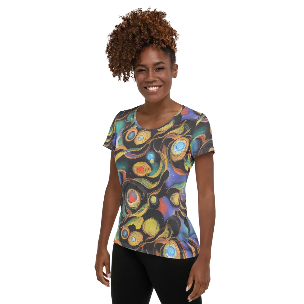 Planetary Ribbons on Women's Athletic T-Shirt — Left