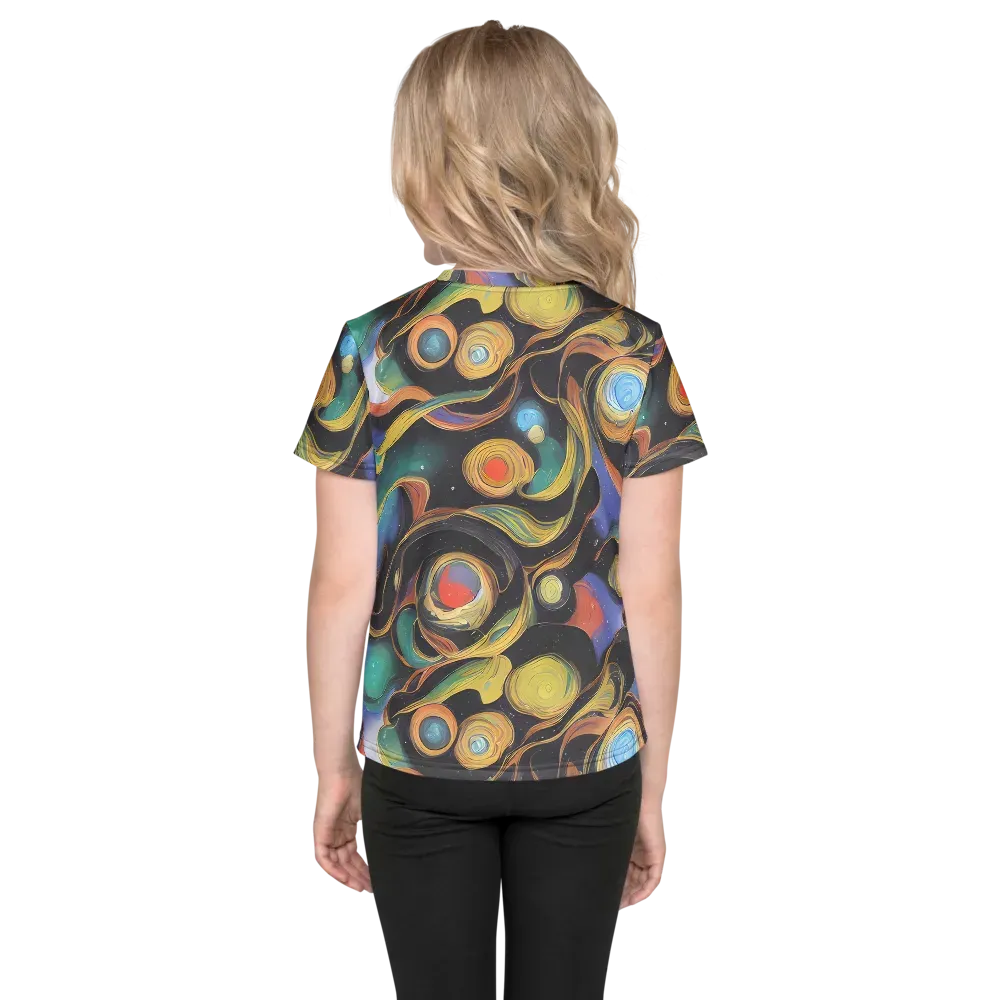 Planetary Ribbons on Kids Crew Neck T-Shirt — Back