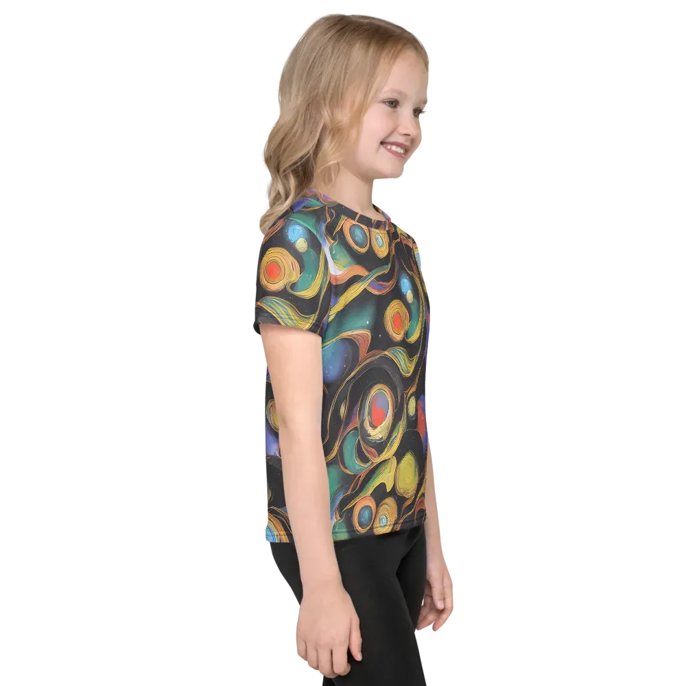 Planetary Ribbons on Kids Crew Neck T-Shirt — Right