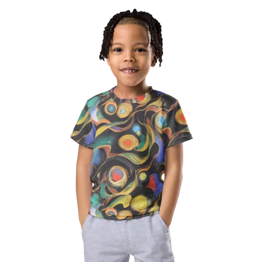 Planetary Ribbons on a Kids Crew Neck T-Shirt