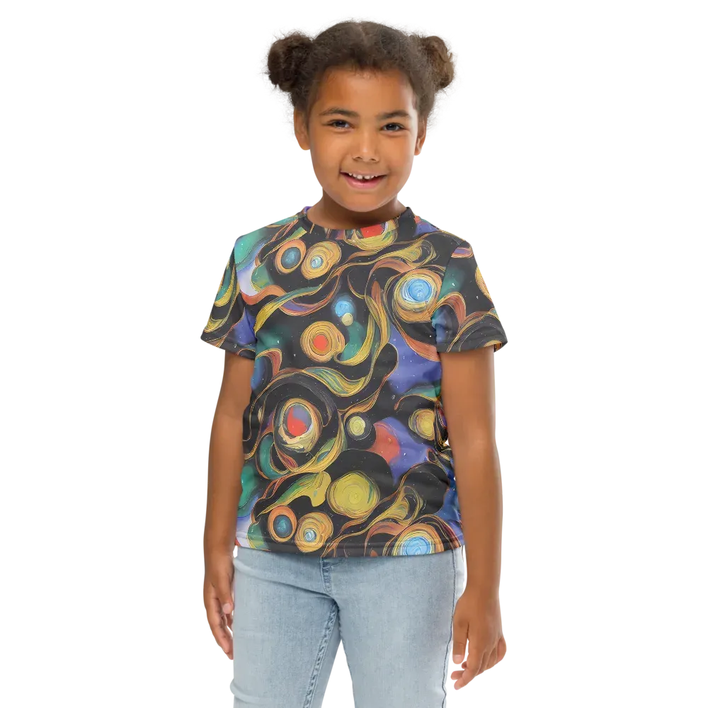 Planetary Ribbons on Kids Crew Neck T-Shirt — Front