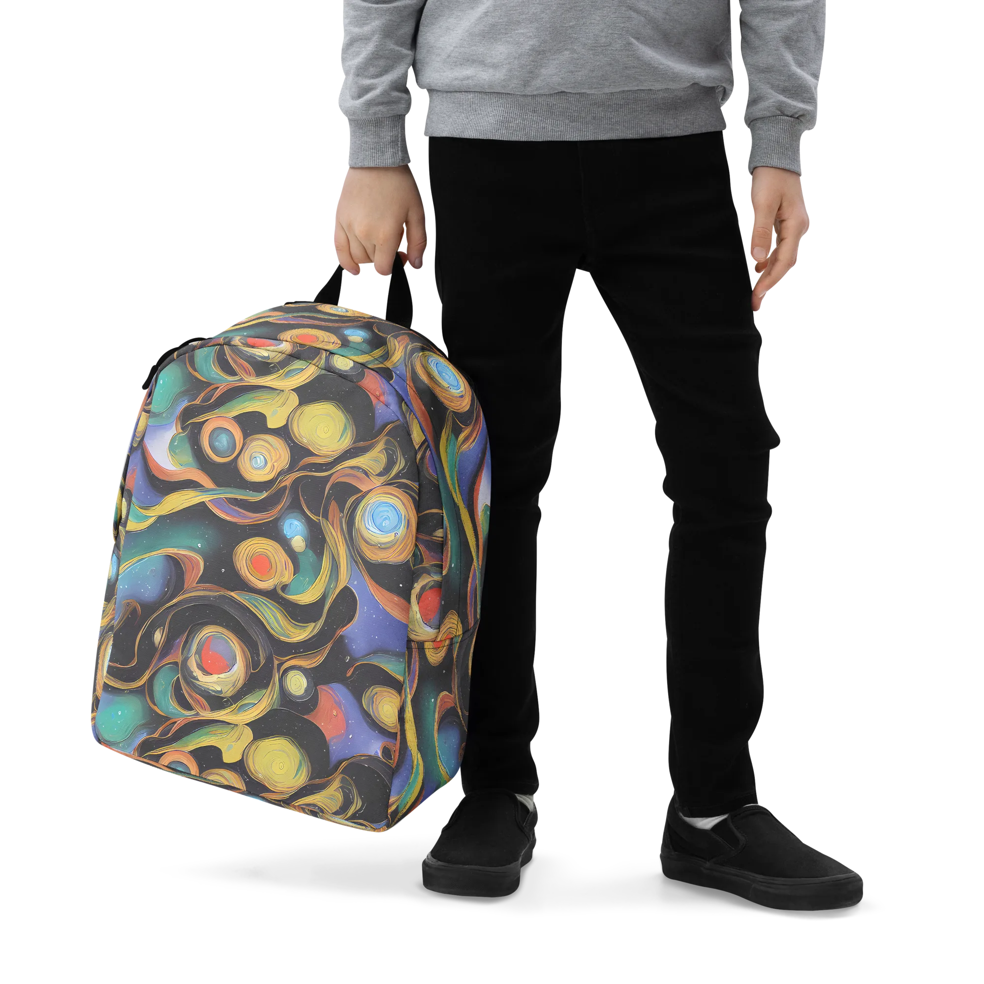 Planetary Ribbons on Minimalist Backpack — Zoomed-in