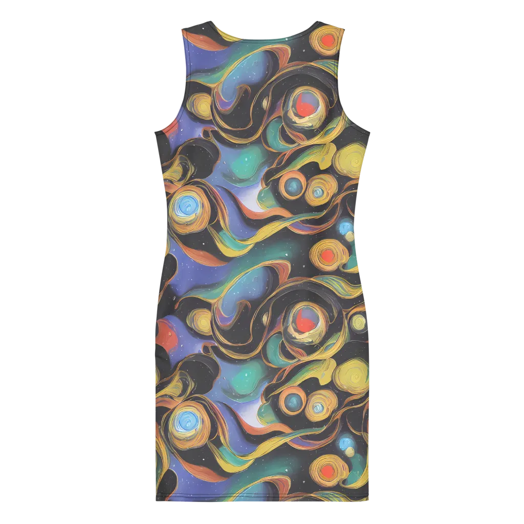 Planetary Ribbons on Bodycon Dress — Back