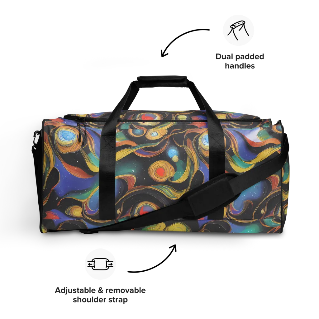 Planetary Ribbons on Duffle Bag — Front