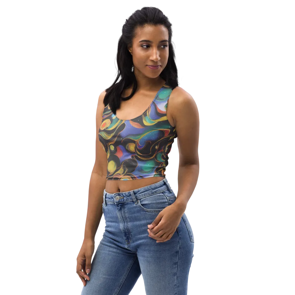 Planetary Ribbons on Crop Top — Left Front