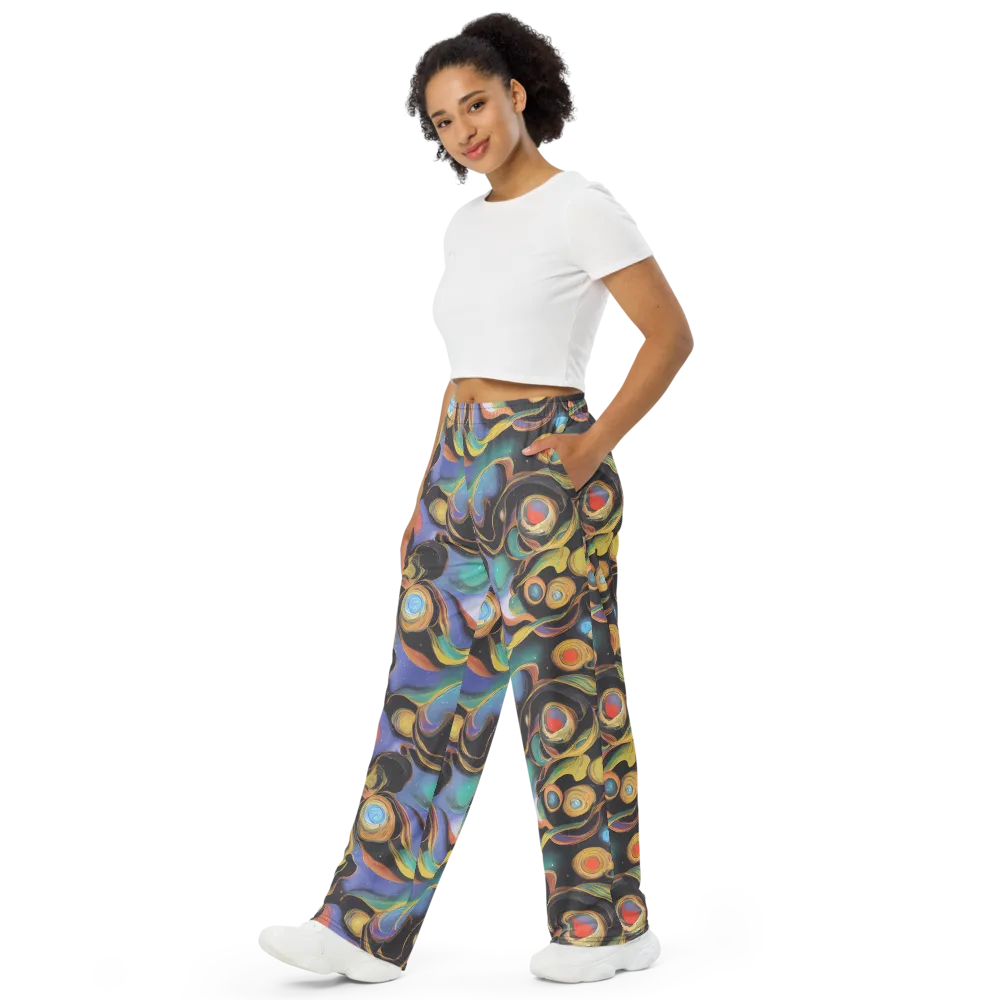 Planetary Ribbons on Wide-Leg Pants — Left Front