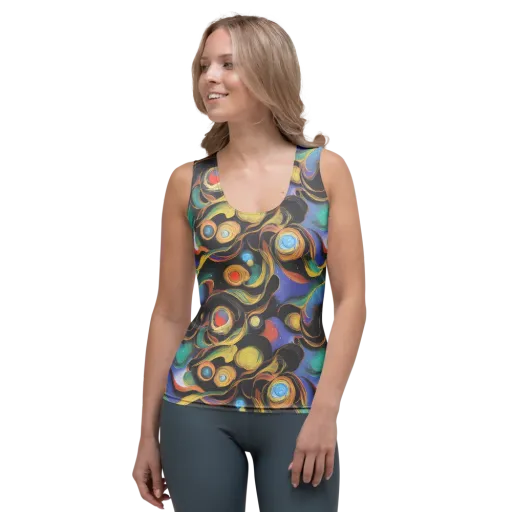 Planetary Ribbons on a Women's Tank Top