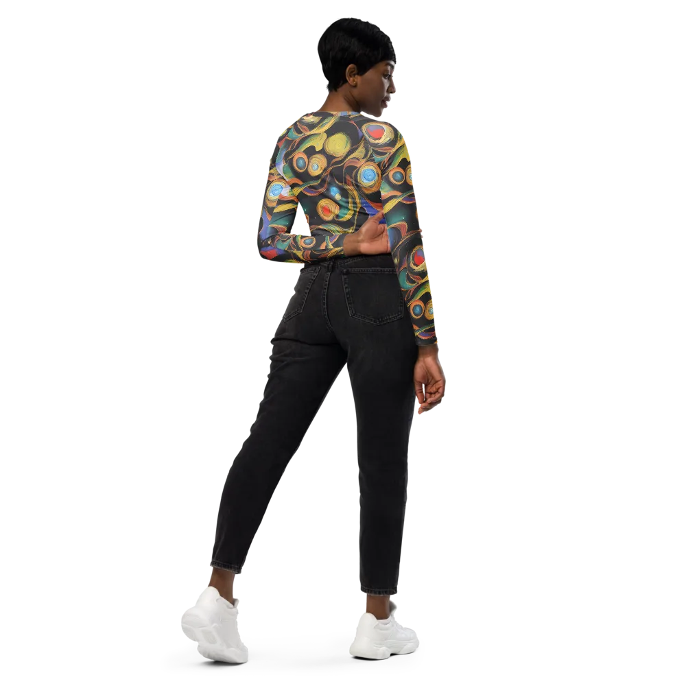 Planetary Ribbons on Long Sleeve Crop Top — Right Back