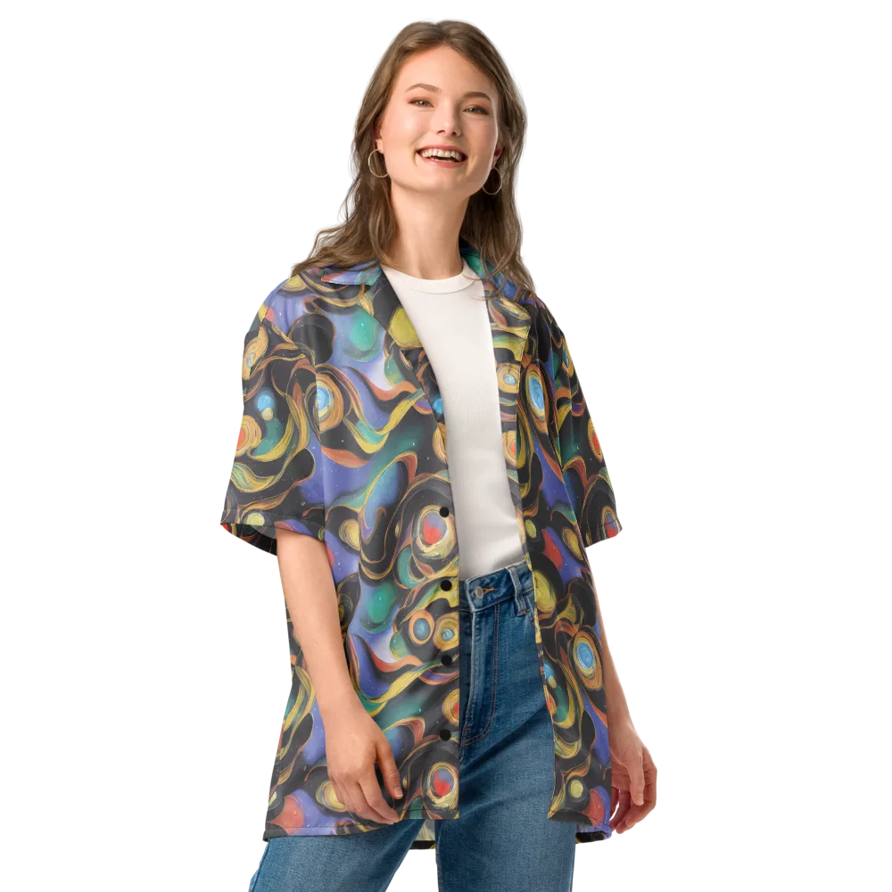 Planetary Ribbons on Button Shirt — Front