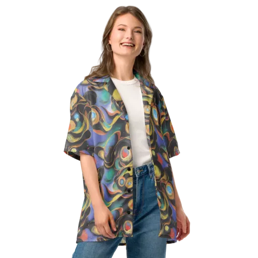 Planetary Ribbons on a Button Shirt