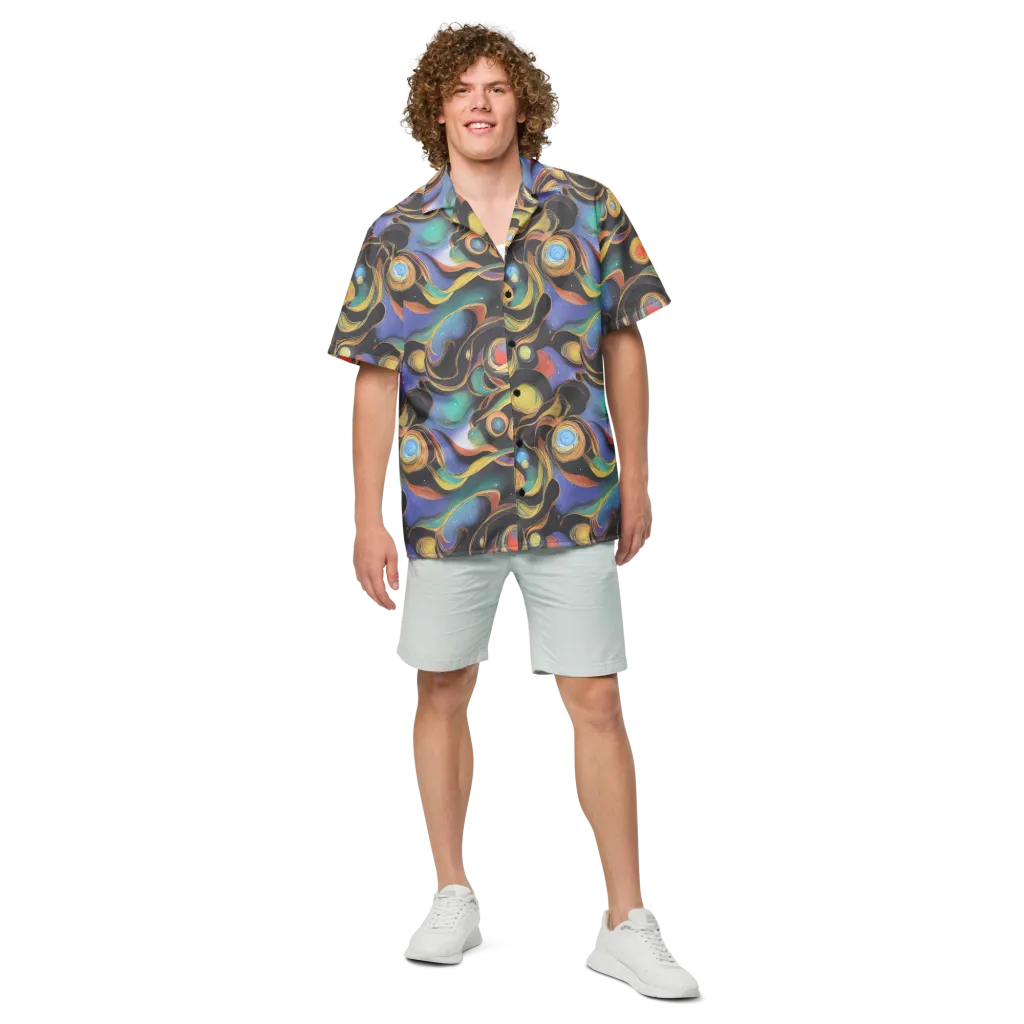 Planetary Ribbons on Button Shirt — Front
