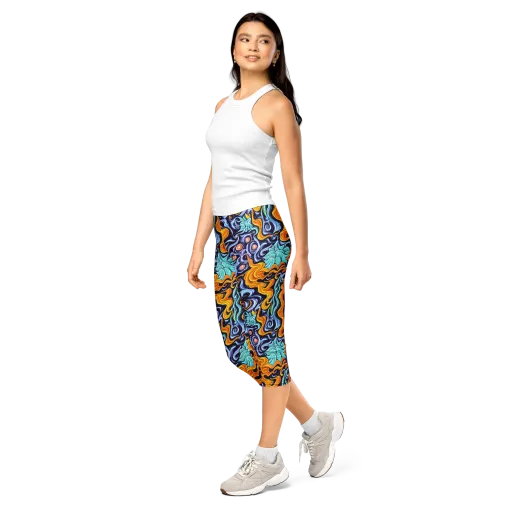 Midnight Fireflow on a Capri Leggings