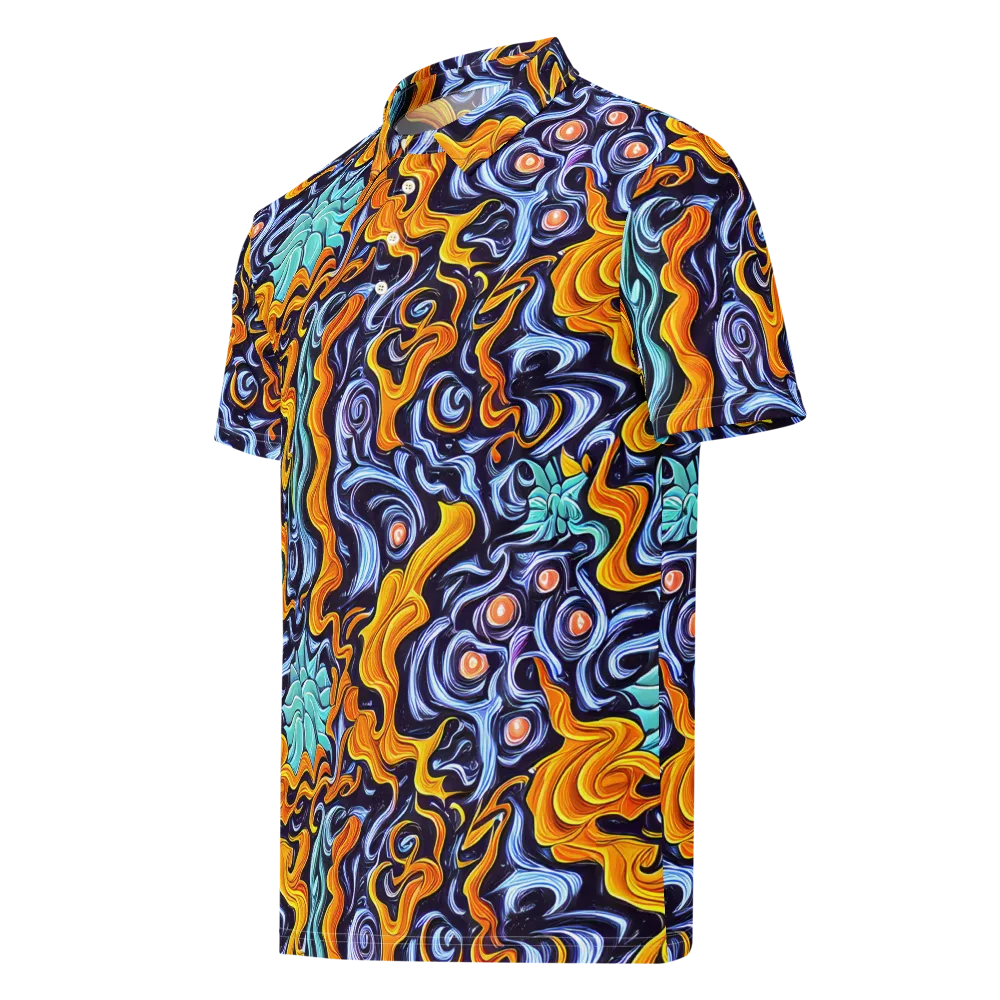 Midnight Fireflow on Men's Slim Fit Polo Shirt — Left Front