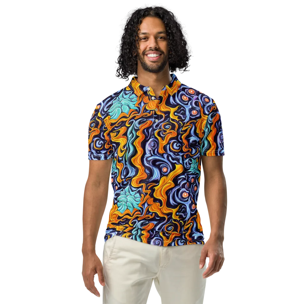 Midnight Fireflow on Men's Slim Fit Polo Shirt — Front