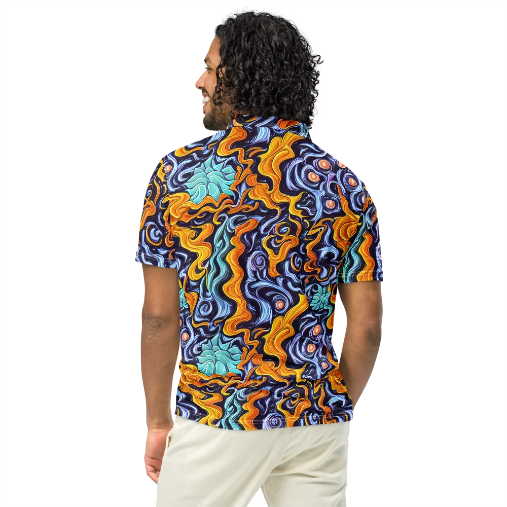 Midnight Fireflow on Men's Slim Fit Polo Shirt — Back