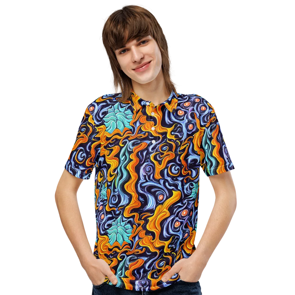 Midnight Fireflow on Men's Slim Fit Polo Shirt — Front