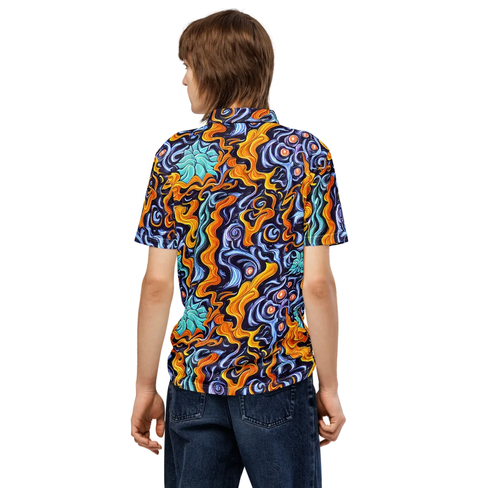 Midnight Fireflow on Men's Slim Fit Polo Shirt — Back