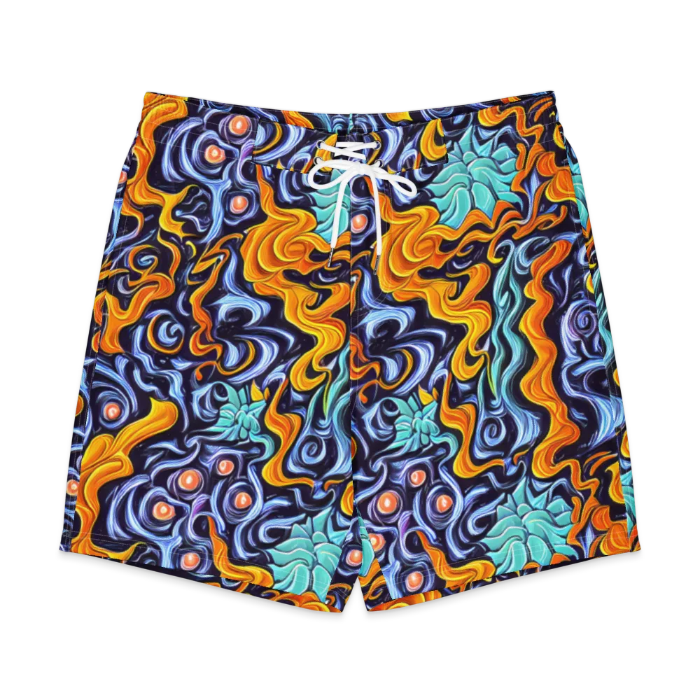 Midnight Fireflow on Men's Board Shorts — Front
