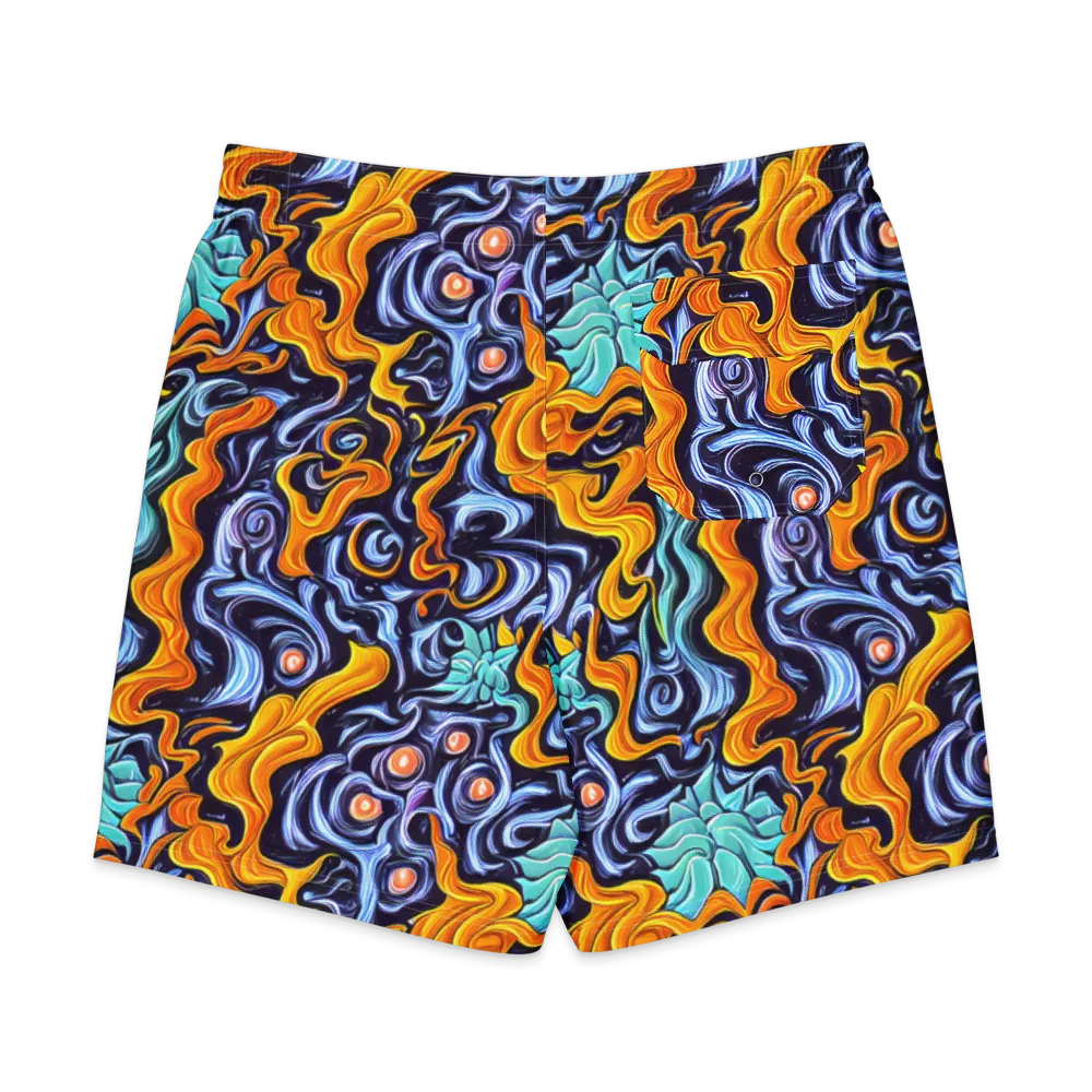 Midnight Fireflow on Men's Board Shorts — Back