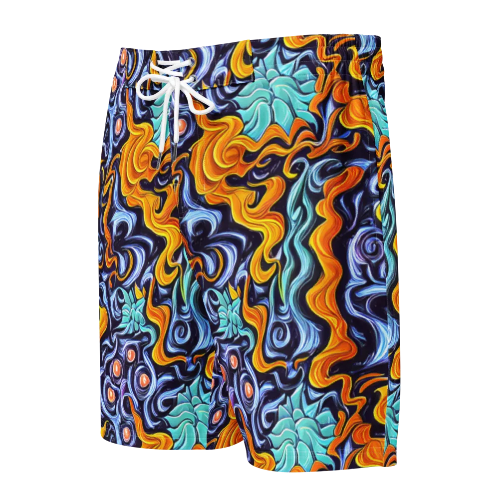 Midnight Fireflow on Men's Board Shorts — Front