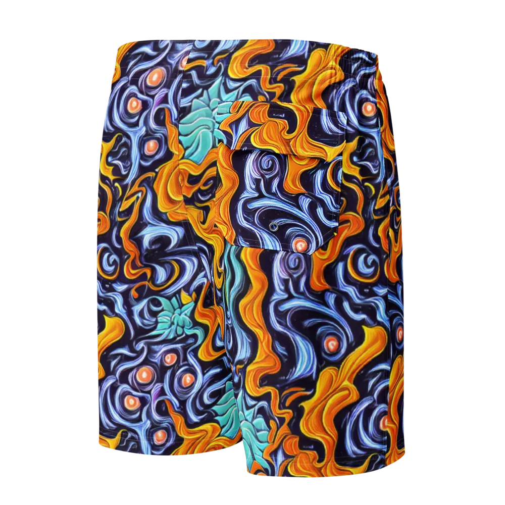 Midnight Fireflow on Men's Board Shorts — Back
