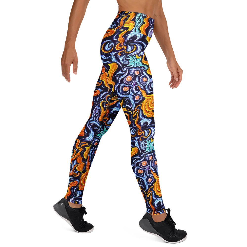 Midnight Fireflow on Yoga Leggings — Right