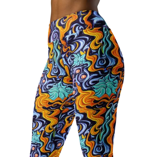 Midnight Fireflow on a Yoga Leggings